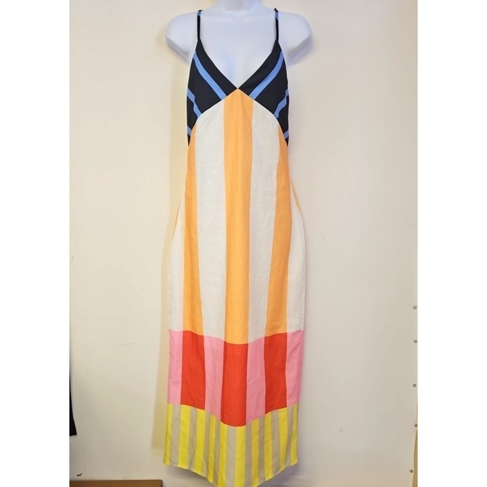 Unbranded Colorful Contrast‎ Striped Maxi Dress Size S Vacation Cruise Beachy